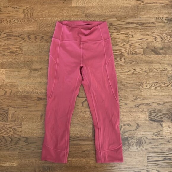 lululemon leggings in movement crop 19" everlux vintage rose 4 pink red tight - Picture 1 of 4